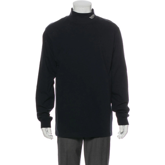 Dior Air Jordan Navy Blue Mock Neck Turtleneck Cotton Shirt Sweater M Medium - Picture 3 of 10